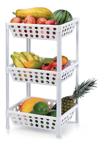 Fruteira Organizador Multiuso Desmontável 3 Andar Athi 1820 Cor Branco