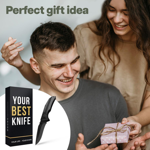 Cuchillo Táctico Para Hombre, Cuchillo De Bolsillo Negro De