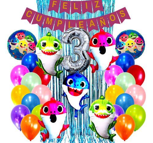 Combo Kit Globos Deco Fiesta Baby Shark N°4