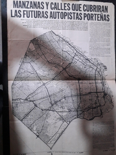 Diario Clarín 23 3 1977 Mapa Trazado Red Autopistas Porteña 