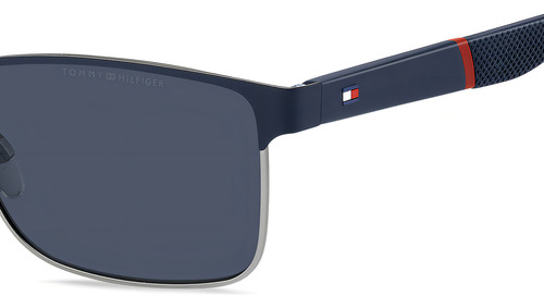 Óculos de sol grandes Tommy Hilfiger Th 2040/S 206288KU056KU, design oceânico com estrutura de aço inoxidável azul, lente clássica de policarbonato, haste de poliamida azul