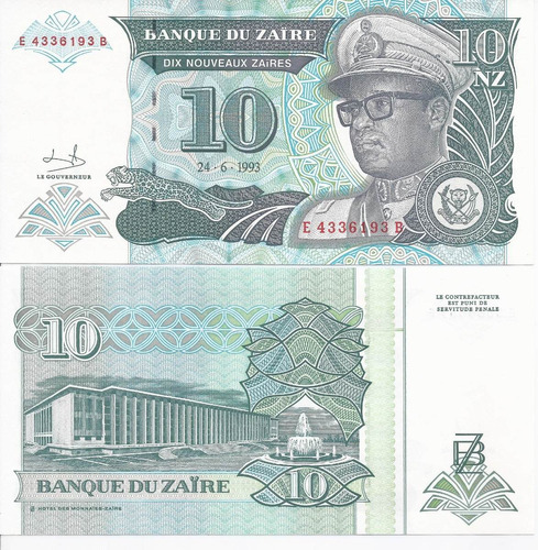 Zaire - Fn. 354 - K. 54/5 - 10 N.z. - Mobutu/edificio - Unc