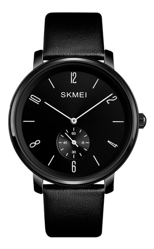 Reloj Hombre Skmei 1398 Cuero Ecologico Minimalista Elegante Color de la malla Negro Color del fondo Negro