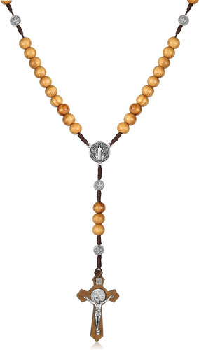 Collar De Cruz De Madera Con Cuentas Religiosas Cristianas D