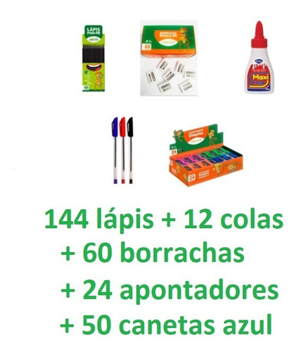 Material Escolar Atacado +290 Itens, Lapis Borrachas Canetas