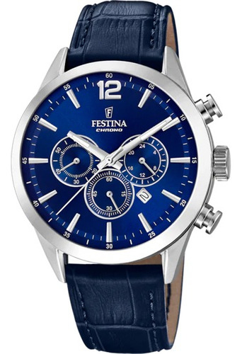 Reloj Festina Hombre Cronógrafo F20542/2 Color de la malla Azul Color del bisel Plateado Color del fondo Azul