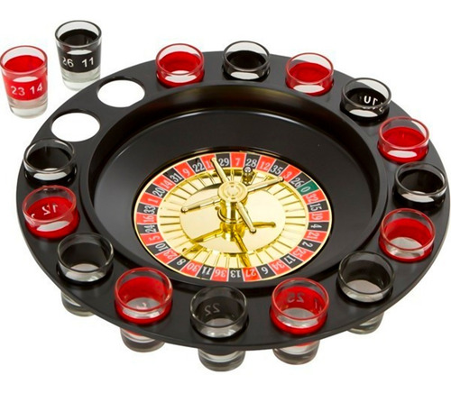 Imagem 2 de 6 de Jogo Cassino De Bebidas Drink Roleta Com 16 Copos De Vidro