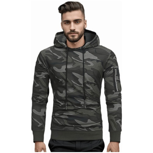  Moda Hombre Con Capucha Chaqueta Suéter Camuflaje Ocasional