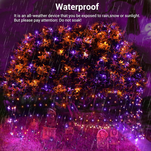 Joomer Luces Led Red Para Halloween Naranja Morado 8 Modos Naranja Y Violeta
