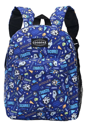 Mochila Chica Azul Futbol Score Nene Infantil 12 Pulgadas Diseño De La Tela Estampado