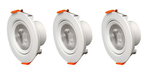 3 Focos Led Basculante Embutido 7w Redondo - Sumatel