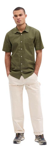 Camisa Hombre Gap Slim Popelina Manga Larga Verde