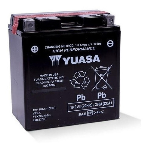 Imagen 1 de 2 de Bateria Para Moto Yuasa Ytx20ch-bs 12v High Perfomance