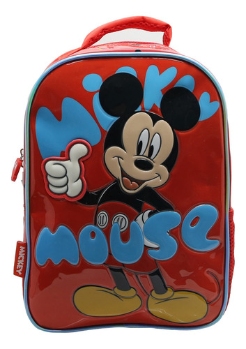 Mochila Escolar Mickey Mouse Amigos Disney Color Rojo Diseño de la tela Liso