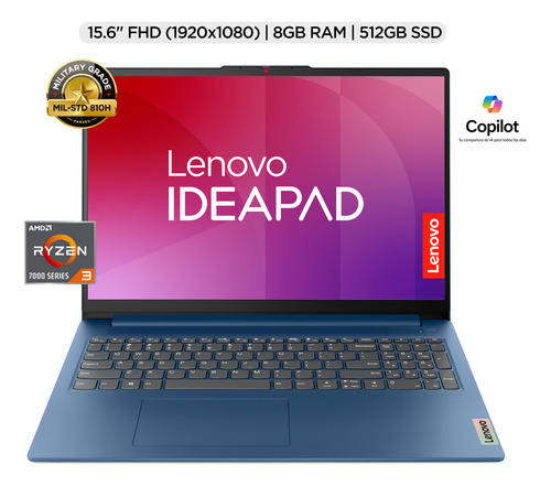 Laptop Lenovo Ip Slim 3 Ryzen 3 7320u 8 Gb 512 Ssd Abyss Blue