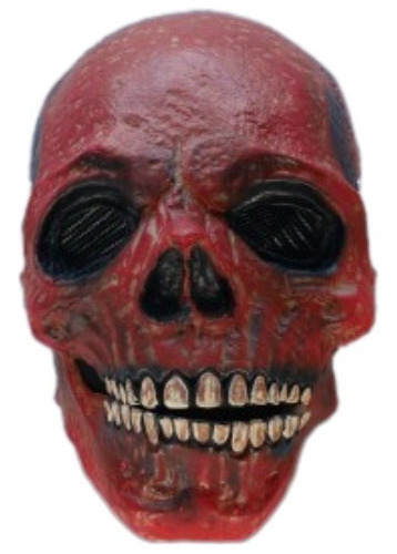 Máscara Halloween - Cráneo Rojo Con Quijada Nuevo 
