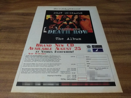 (pd522) Publicidad Bret Michaels * A Letter From Death Row