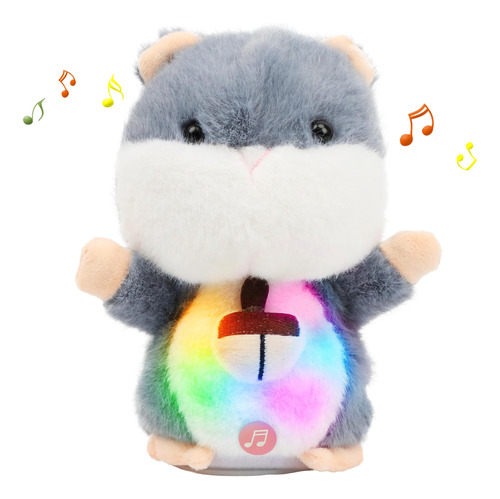 Hámster Parlante Led Peluche Interactivo Y Divertido De 7 Pu