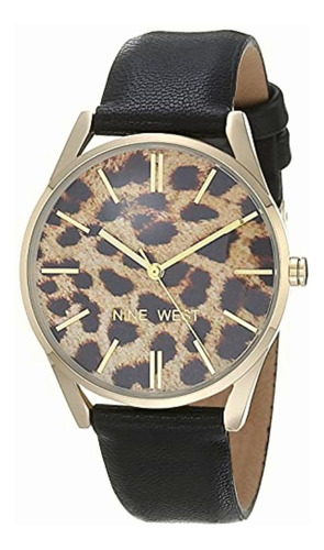 Nine West Reloj De Correa Para Mujer, Negro/oro