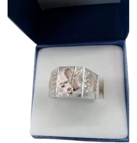 Anillo Peluquero Plata Con Apliques De Coronas En Oro