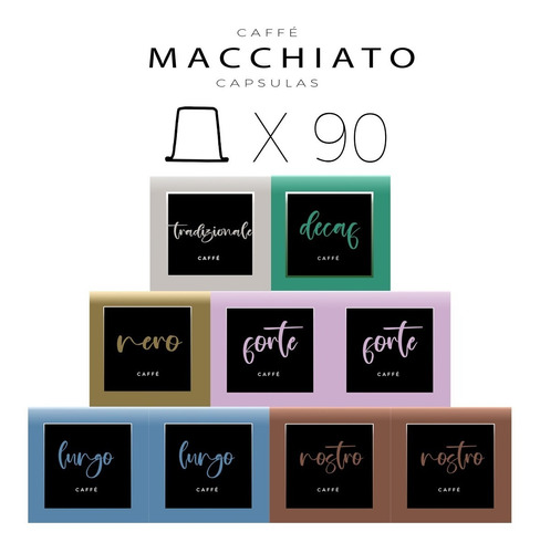 Mix 90 Capsulas De Café Macchiato Compatible Con Nespresso