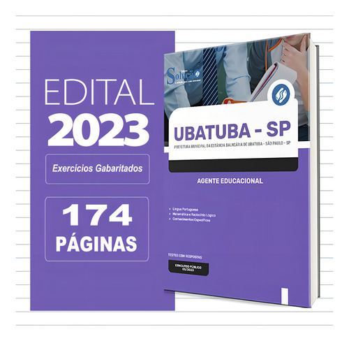 Apostila Prefeitura De Ubatuba - Sp 2023 - Agente Educacional, De Professores Especializados., Vol. Único. Editora Solução Concursos, Capa Mole, Edição Oficial Em Português, 2023