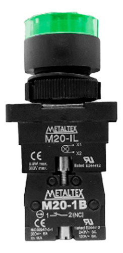 Botao Pulsador Iluminado P20igr-g-1c Verde 220v Metaltex