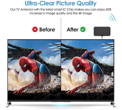 Antena De Television Digital 4k 1080p Para Hdtv Interiores