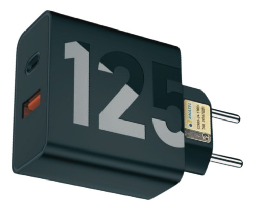 Carregador Turbo 125w Tipo/c Compatível Moto/samsung/xiaomi Preto