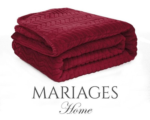 Frazada Mariages Home Salamanca Flannel edredón queen color bordó con diseño lisa de 240cm x 230cm