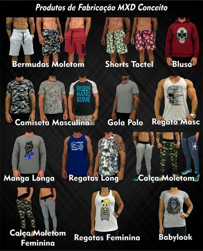 Imagem 3 de 3 de Kit 2 Bermudas Masculinas Moletom Short Estampas Atacado Fit
