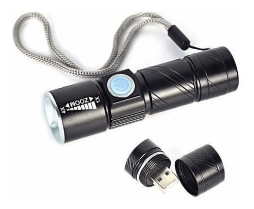 Linterna Tactica Recargable Usb 600 Lumens Con Zoom Led Cree