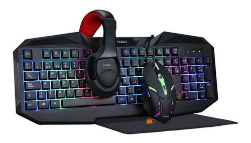 Kit Gamer Noga Teclado Mouse Auricular Pad Combo 4en1 Nkb403