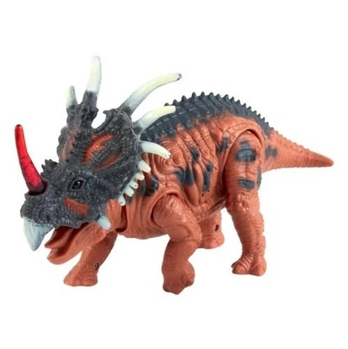 Dinosaurio Triceratops Goma  Con Luz Y Sonido 