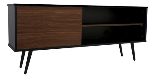 Mueble Para Tv Decomobil Credenza Con Pasacables Color NEGRO MATE | NOGAL NEO