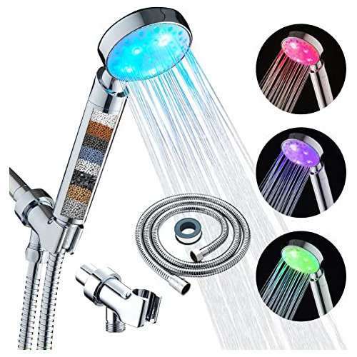 Kairey Cabezal De Ducha Led De 7 Colores Que Cambian De Luz,