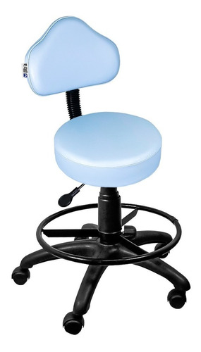 Cadeira Mocho Dentista Estética Azul Com Apoio Para Pés