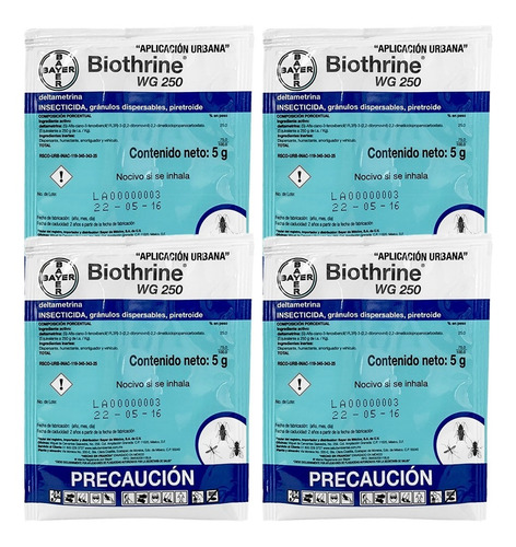 Imagen 1 de 6 de Pack 4 Biothrine Wg Bayer Veneno Mata Cucarachas Chinches