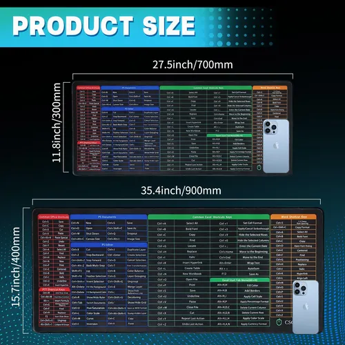 Excel Cheat Sheet Desk Pad - Atendos Mousepad, Gran Alfombra