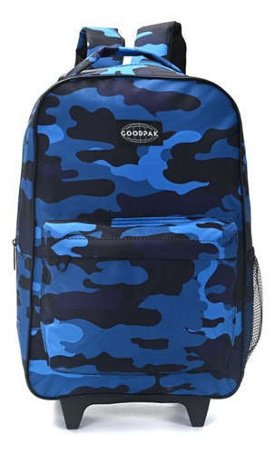 Mochila Carro 17 Goodpak Escolar Estampada Colegio Primaria Color Camuflado Azul Diseño De La Tela Estampado