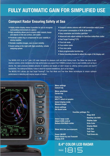 Radar Maritimo Furuno Modelo 1815 Tela Lcd 8.4 Colorida Novo Completo Com Nf, Alcance 36 Milhas, 4kw De Potência