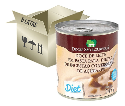 5x Doce De Leite Diet Sao Lourenco Lata 345g