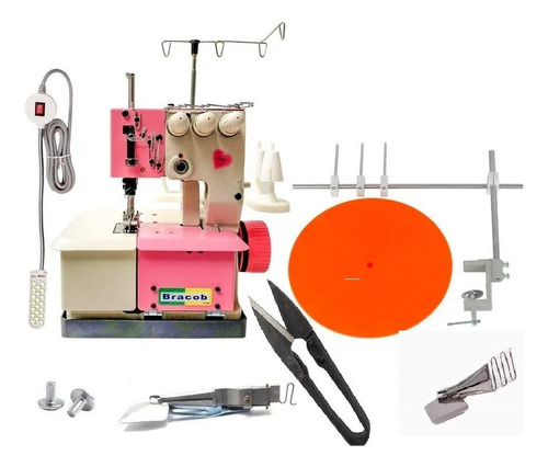 Galoneira Bracob Rosa +kit- Semi Industrial 3 Agulhas-220v
