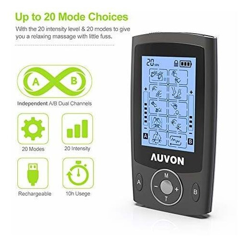 Electroestimulador Muscular Tens 20 Modos Negro
