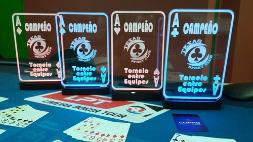 Imagem 7 de 8 de 2 Luminária De Mesa Abajur Troféu Truco Poker Baralho