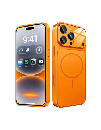 Capa Capinha Premium Compatível iPhone 17 16 15 14 13 Pro Max - Transforme Seu iPhone Em iPhone 17 - iPhone 17 Normal Laranja