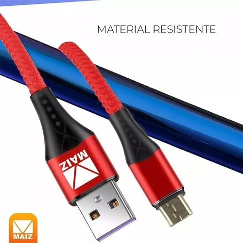 3pz Cable Micro Usb V8 Reforzado Tela Puntas Metálicas 3m