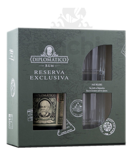 Ron Venezolano Diplomático Reserva Exclusiva 700ml + 2 Vasos