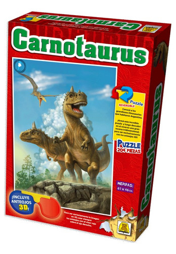 Puzzle Rompecabezas Bifaz Reversible Carnotaurus 3d Anteojos