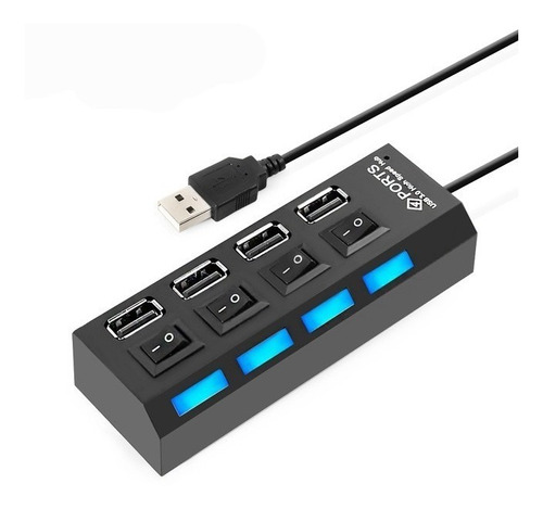 Hub 4 Puertos  Multipuerto Usb 2.0 Switch Led Cable 
